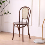 Traditional Vintage Round Rattan Woven Wooden Dining Chair Backrest For Dining Room