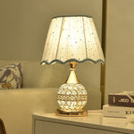 Contemporary Luxury Fabric Shade Crystal Ball Iron Base 1-Light Table Lamp For Home Office