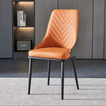 Modern Minimalist Square Four Legs Metal Leather Dining Chair Backrest Armless For Dining Room