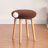 Modern Minimalist Round Lambswool Wood Vanity Stool For Bedroom