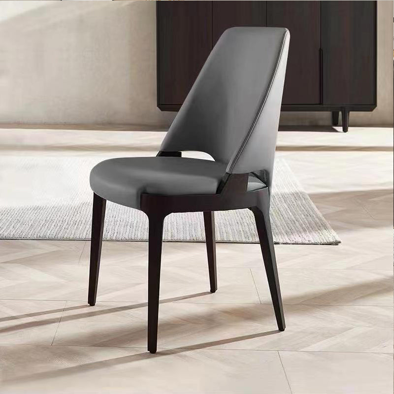 Contemporary Luxury Square Microfiber Leather Upholstered Dining Chair Backrest For Dining Room