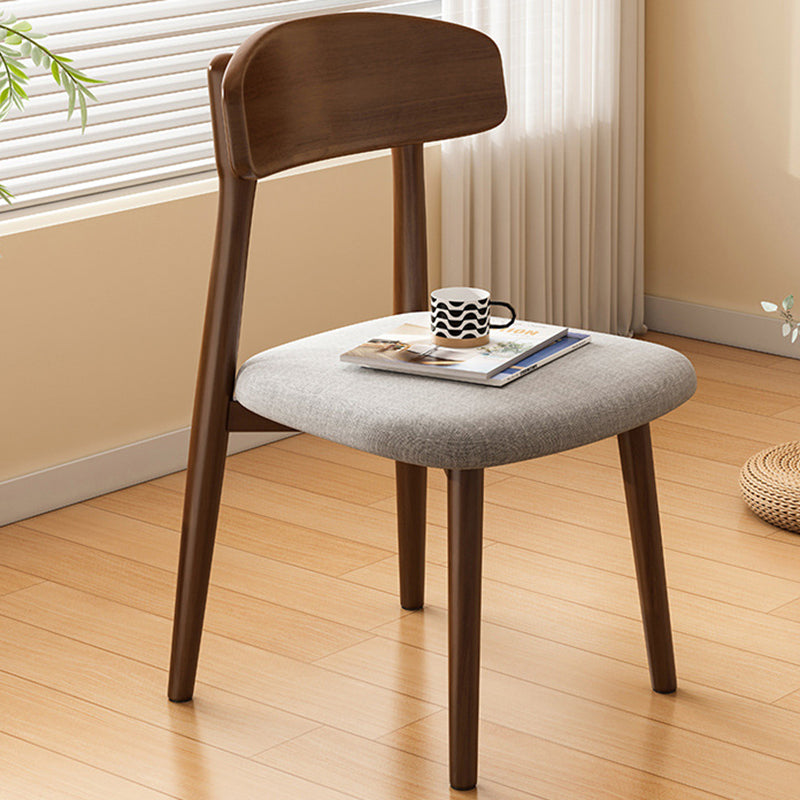 Modern Minimalist Square Leather Fabric Solid Wood Dining Chair Backrest For Dining Room