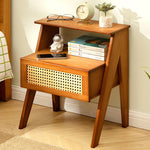 Contemporary Simplicity Rectangular Wood End Table 1-Drawer For Living Room