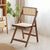 Modern Minimalist Foldable Square Rattan Wood Dining Chair Backrest Armrest For Dining Room