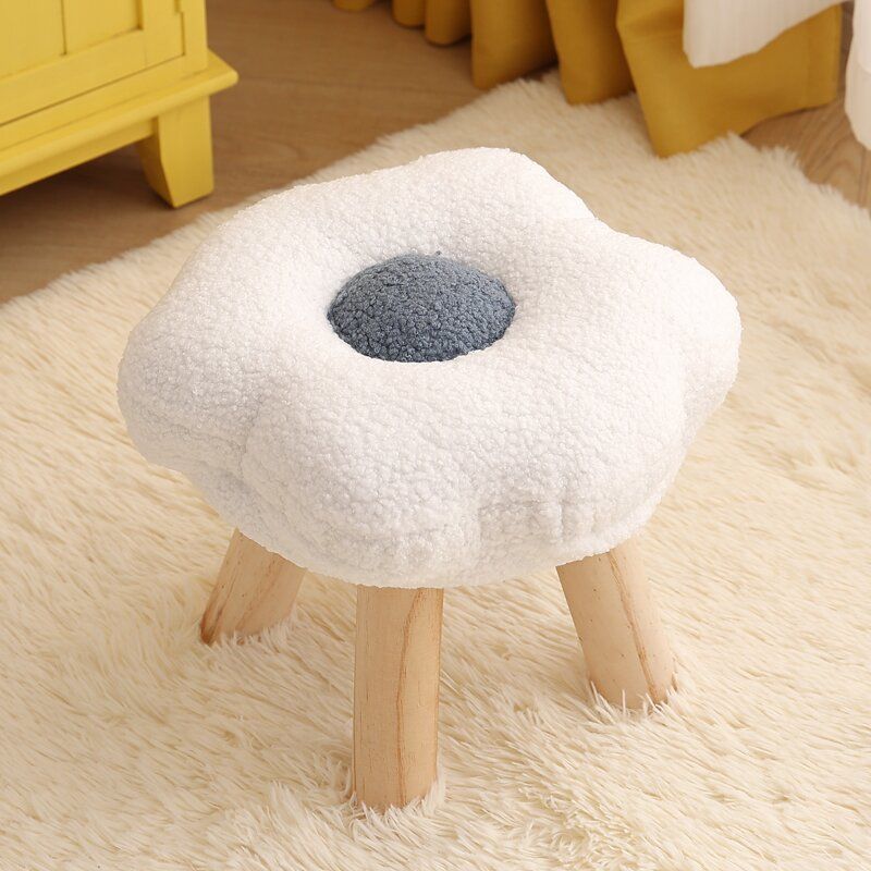 Contemporary Creative Flower Shape Velvet Footstool For Entryways