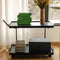 Contemporary Retro Rectangular Rubber Wood Stainless Steel Movable Side Table 2-Tier For Living Room