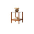 Traditional Japanese Weaving Square Ash Wood Glass End Table 2-Tier For Living Room