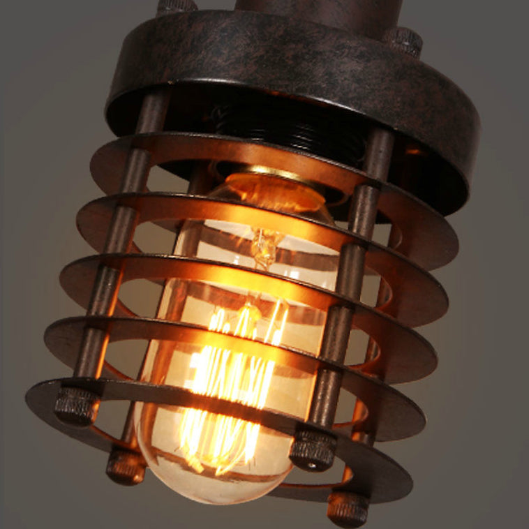 Contemporary Industrial Cylinder Hollow Out Iron 1-Light Pendant Light For Living Room