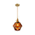 Traditional Vintage Polygonal Brass Glass 1-Light Pendant Light For Living Room