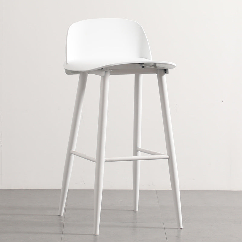 Modern Minimalist Rectangular Carbon Steel Stand Bar Stool Plastic Backrest For Dining Room