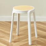 Contemporary Scandinavian Weaving PP Round Stool Dining Chair Backless Stackable For Dining Room