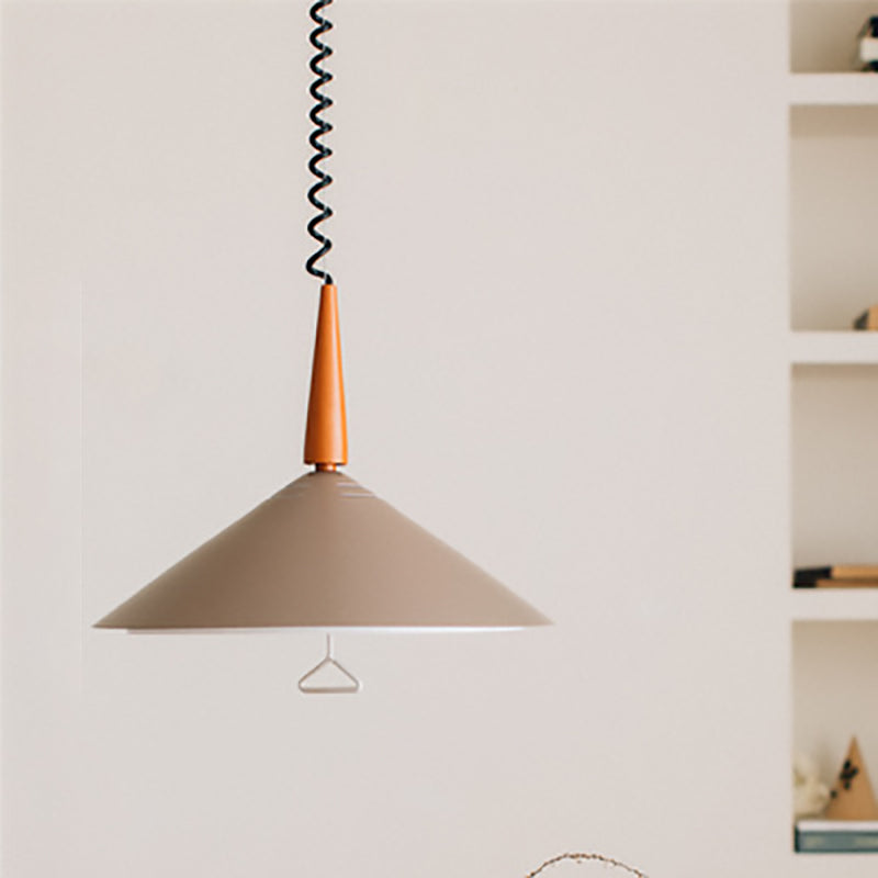 Contemporary Scandinavian Cone Funnel Iron 1-Light Pendant Light For Living Room