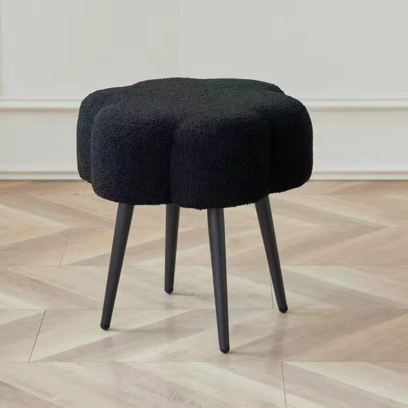 Modern Minimalist Cloud Lambswool Carbon Steel Vanity Stool For Bedroom