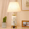 Traditional European Cylinder Ceramic Hardware Fabric 1-Light Table Lamp For Bedroom