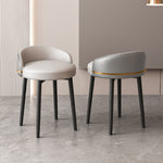 Contemporary Luxury Round Arc Metal Faux Leather Vanity Stool Backrest For Bedroom