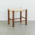 Traditional Chinese Rectangular Woven Seat Gourd Wooden Legs Footstool For Living Room