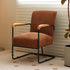 Contemporary Scandinavian Square Cushion Corduroy Solid Wood Carbon Steel Accent Chair Backrest Armrest For Living Room