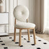 Contemporary Scandinavian Round Lambswool Wood Iron Vanity Stool Backrest Armless For Bedroom