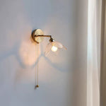 Contemporary Scandinavian Copper Glass Flower 1-Light Wall Sconce Lamp For Bedside