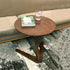 Modern Minimalist Round V-Shape Base Wood Side Table For Living Room