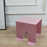 Modern Minimalist Square Table Top Cold Rolled Plate Side Table 4-Leg For Living Room