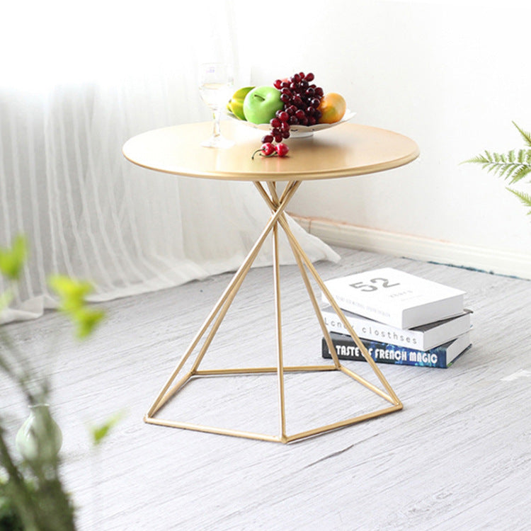 Contemporary Luxury Metal Geometric Pentagram Base End Table For Living Room