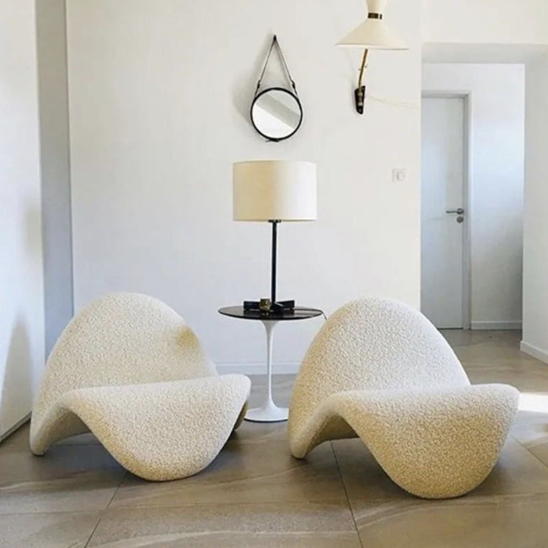 Contemporary Scandinavian Tongue Curved Fiberglass Rebound Foam Accent Chair Backrest For Living Room