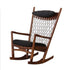 Contemporary Nordic Weaving Ash Wood Cotton Rope Velvet Cotton Square Rocking Chair Recliner Armrest For Living Room