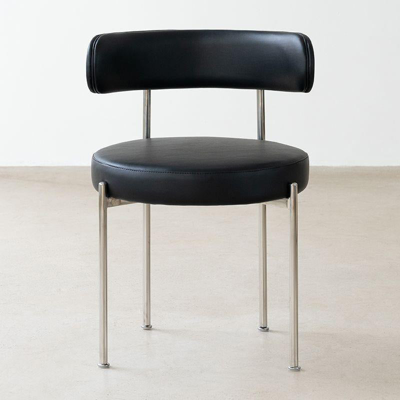 Modern Minimalist Round Velvet Upholstered Stainless Steel Tubular Legs Dining Chair Backrest Armless For Dining Room