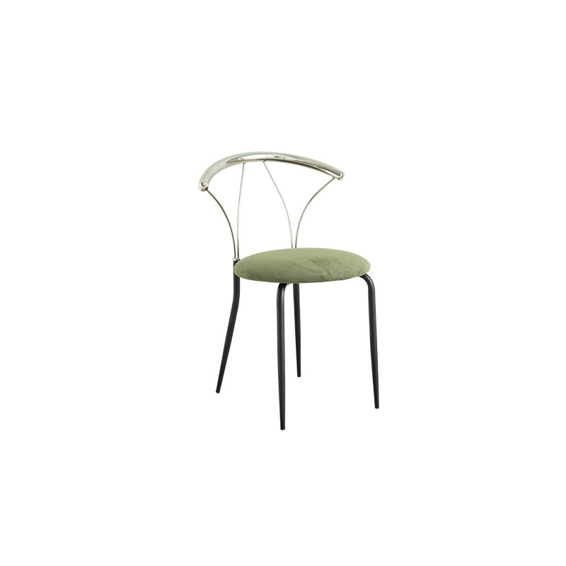 Contemporary Nordic Round Scalloped Backrest Fabric Corduroy Stainless Steel Dining Chair For Dining Room