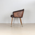 Contemporary Luxury Curved PU Leather Upholstered Wood Legs Dining Chair Backrest For Dining Room