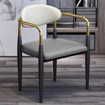 Modern Luxury Square Cushion Leather Metal Sponge Dining Chair Backrest Armrest For Dining Room