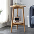 Contemporary Scandinavian Round Tabletop Solid Wood Side Table 1-Shelf For Living Room