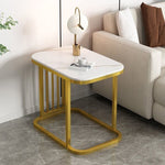 Modern Minimalist Rectangular Square Rock Slab Iron End Table For Living Room