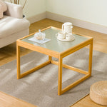 Traditional Japanese Square Wood Acrylic Coffee Table 1/2-Tier For Living Room