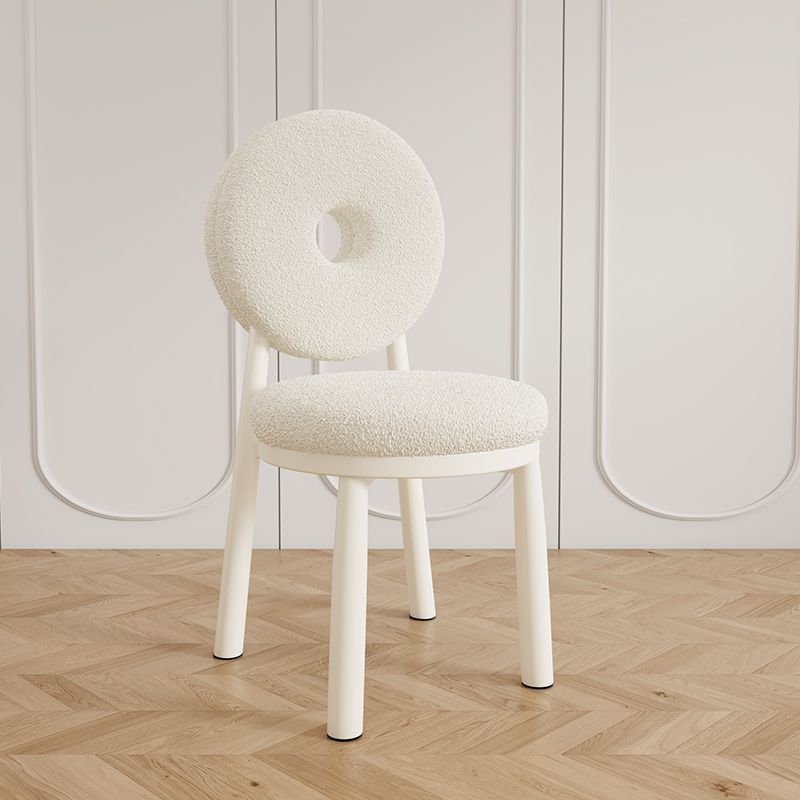 Contemporary Nordic Lambswool Carbon Steel Sponge Round Dining Chair Backrest For Dining Room