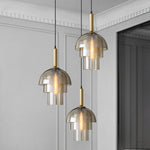 Contemporary Nordic Round Dome Triple Cylinder Iron Glass 1-Light Pendant Light For Living Room