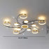 Modern Luxury Branch Round Hardware Iron Acrylic Crystal Silicone LED Semi-Flush Mount Ceiling Light For Living Room