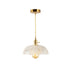 Traditional Japanese Brass Flower Glass Shade 1-Light Pendant Light For Living Room