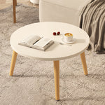 Modern Minimalist Round Marble Veneer Wood End Table 1-Tier For Living Room