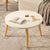 Modern Minimalist Round Marble Veneer Wood End Table 1-Tier For Living Room