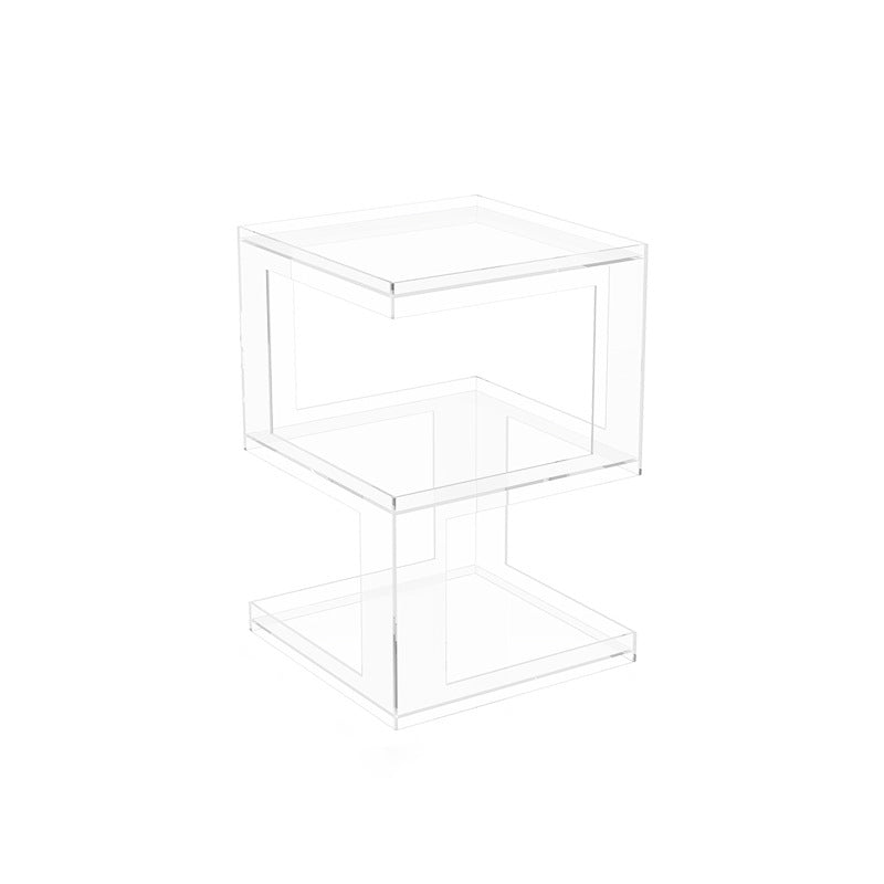 Modern Minimalist Acrylic Geometric Square End Table 3-Tier For Living Room