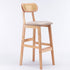 Modern Minimalist PU Leather Rattan Upholstered Rubberwood Counter Stool Open Back Footrest For Kitchen