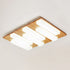 Traditional Japanese Acrylic Rectangular Block Combination Wood LED Flush Mount Ceiling Light For Bedroom