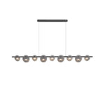 Modern Minimalist Stainless Steel Vertical Grain Glass Disc LED Island Light Chandelier For Entertainment Room
