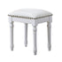 Contemporary Scandinavian Square Linen Leather Solid Wood Vanity Stool Backless Armless For Bedroom