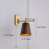 Modern Minimalist Retractable Round Trapezoidal Copper Wood 1-Light Wall Sconce Lamp For Bedroom