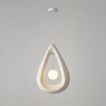 Traditional Japanese Iron Polystyrene Teardrop Shape 1-Light Pendant Light For Dining Room