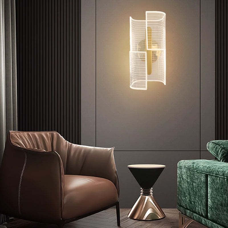 Modern Luxury Iron Acrylic Skeletonized Column Cut Lozenge Line LED Wall Sconce Lamp For Hallway