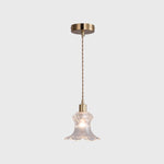 Contemporary Luxury Brass Flower Glass Shade 1-Light Pendant Light For Living Room